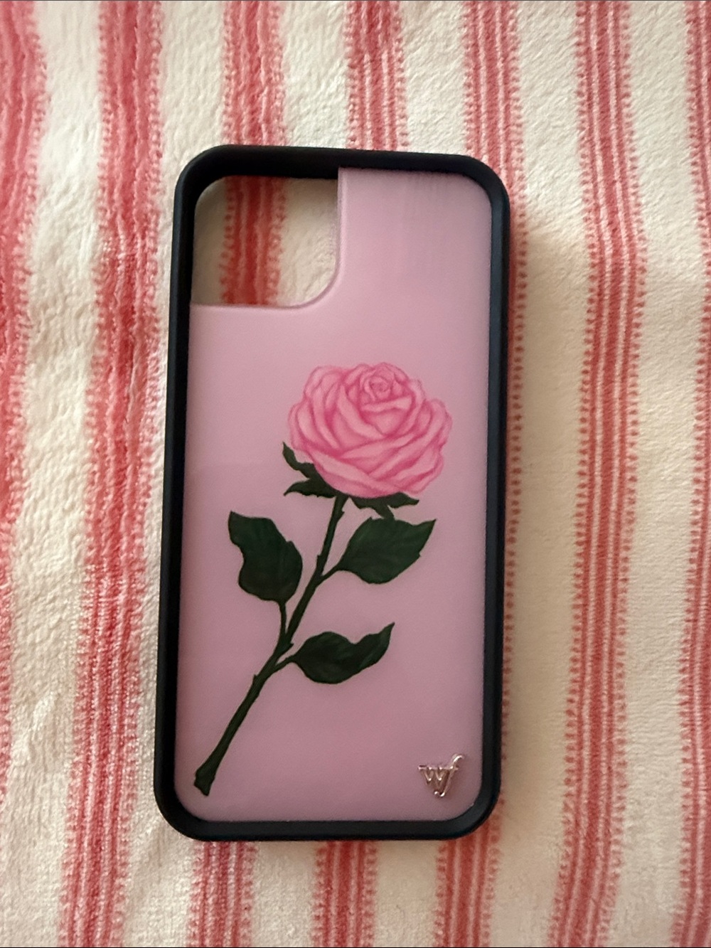 Wildflowers Pink Rose Phone Case with Green Stem